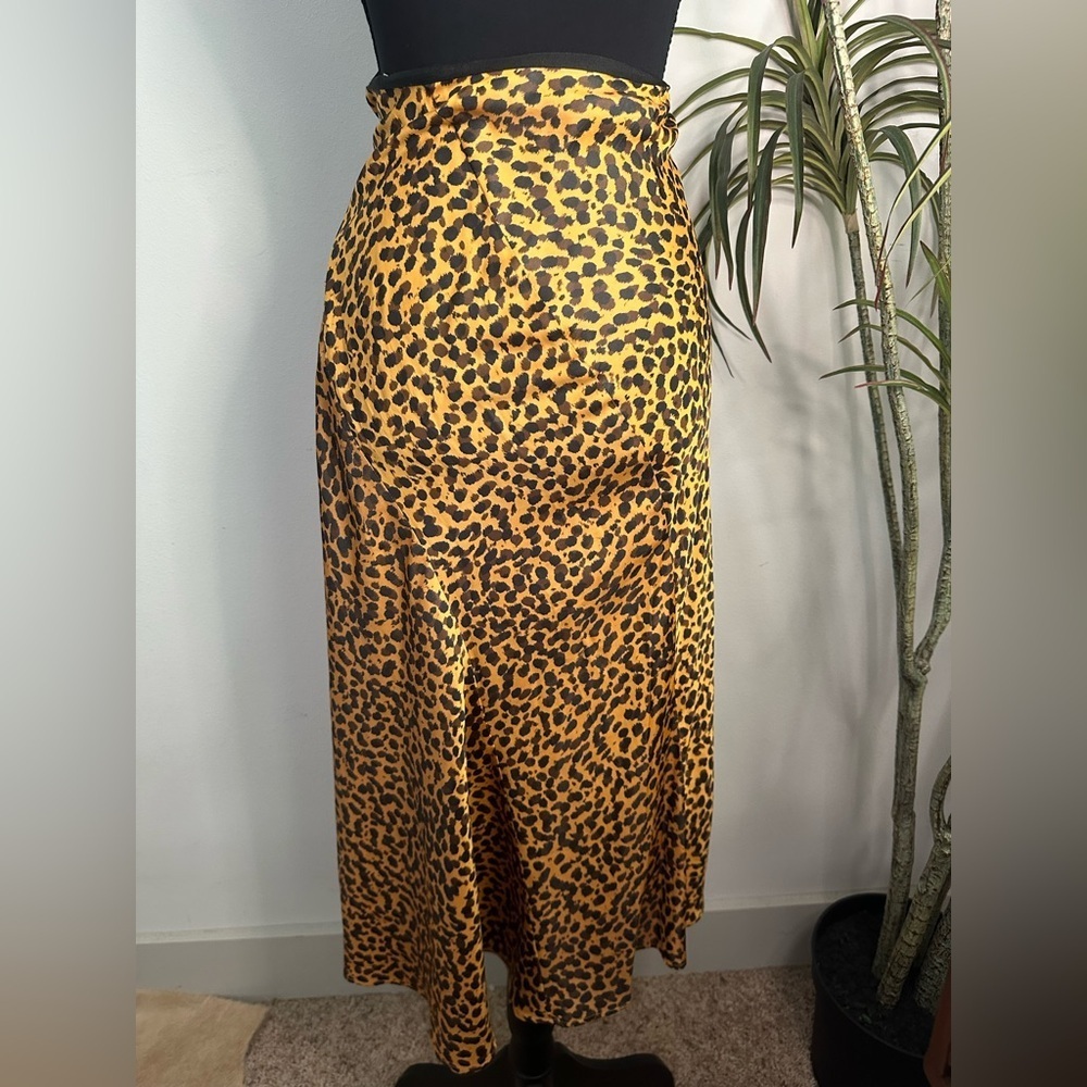 Stockholm Atelier & other stories leopard satin maxi skirt 0 XS